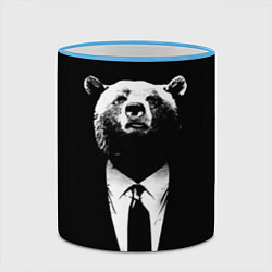 Кружка 3D Медведь бизнесмен, цвет: 3D-небесно-голубой кант — фото 2