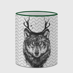 Кружка 3D Рогатый волк, цвет: 3D-зеленый кант — фото 2