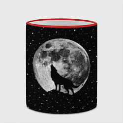 Кружка 3D Лунный волк, цвет: 3D-красный кант — фото 2