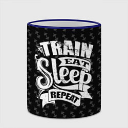 Кружка 3D Train Eat Sleep Repeat, цвет: 3D-синий кант — фото 2