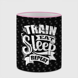 Кружка 3D Train Eat Sleep Repeat, цвет: 3D-розовый кант — фото 2
