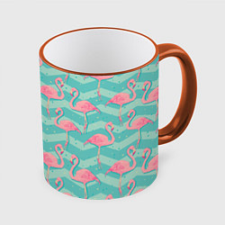 Кружка 3D Flamingo Pattern, цвет: 3D-оранжевый кант