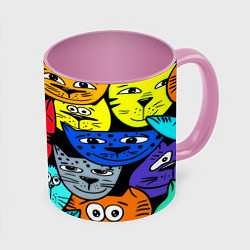 Кружка 3D Кошачьи мордочки, цвет: 3D-белый + розовый