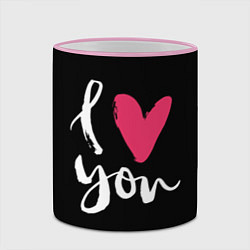 Кружка 3D Valentines Day, I Iove you, цвет: 3D-розовый кант — фото 2