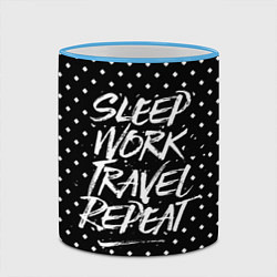 Кружка 3D Sleep Work Travel Repeat, цвет: 3D-небесно-голубой кант — фото 2