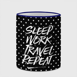 Кружка 3D Sleep Work Travel Repeat, цвет: 3D-синий кант — фото 2