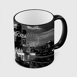Кружка 3D Огни ночной Москвы, цвет: 3D-черный кант