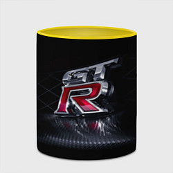 Кружка 3D Nissan Gtr - sports car, цвет: 3D-белый + желтый — фото 2