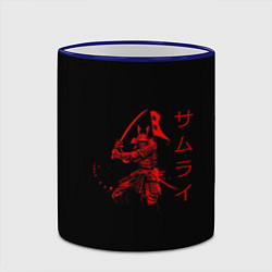 Кружка 3D Японские иероглифы - самурай, цвет: 3D-синий кант — фото 2