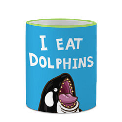 Кружка 3D I eat dolphins, цвет: 3D-светло-зеленый кант — фото 2