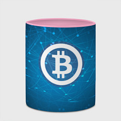 Кружка 3D Bitcoin Blue, цвет: 3D-белый + розовый — фото 2