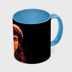 Кружка 3D Брюс Ли, цвет: 3D-белый + небесно-голубой