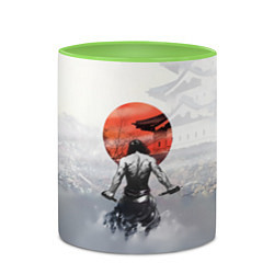 Кружка 3D Японский самурай, цвет: 3D-белый + светло-зеленый — фото 2