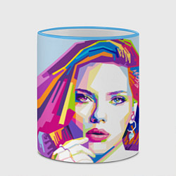 Кружка 3D Scarlett Johansson, цвет: 3D-небесно-голубой кант — фото 2