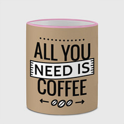 Кружка 3D All you need is coffee, цвет: 3D-розовый кант — фото 2