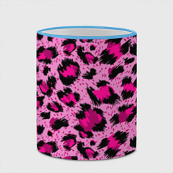 Кружка 3D Розовый леопард, цвет: 3D-небесно-голубой кант — фото 2
