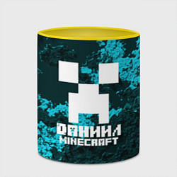 Кружка 3D Даниил в стиле Minecraft, цвет: 3D-белый + желтый — фото 2