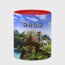 Кружка 3D Майнкрафт: Илья, цвет: 3D-белый + красный — фото 2