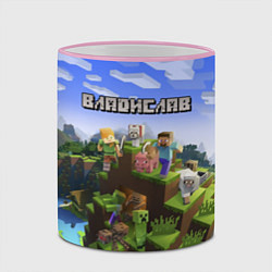 Кружка 3D Майнкрафт: Владислав, цвет: 3D-розовый кант — фото 2