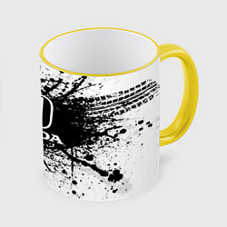 Кружка 3D Honda: Black Spray, цвет: 3D-желтый кант