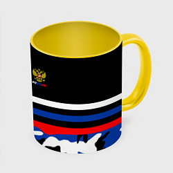 Кружка 3D Россия: Камуфляж, цвет: 3D-белый + желтый