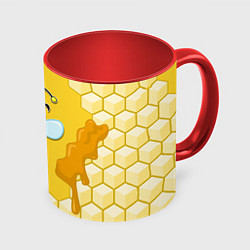 Кружка 3D Веселая пчелка, цвет: 3D-белый + красный