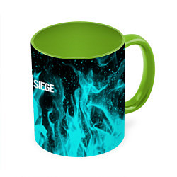 Кружка 3D R6S: Turquoise Flame, цвет: 3D-белый + светло-зеленый