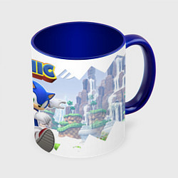 Кружка 3D Sonic Stories, цвет: 3D-белый + синий