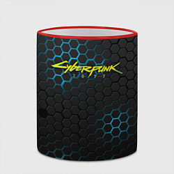 Кружка 3D Cyberpunk 2077: Blue Carbon, цвет: 3D-красный кант — фото 2