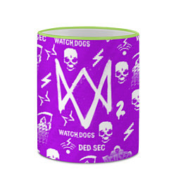 Кружка 3D Watch Dogs 2: Violet Pattern, цвет: 3D-светло-зеленый кант — фото 2