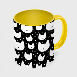 Кружка 3D Love Cats Pattern, цвет: 3D-белый + желтый