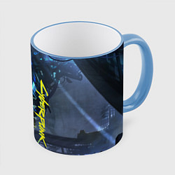 Кружка 3D Cyberpunk 2077, цвет: 3D-небесно-голубой кант