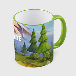 Кружка 3D Fortnite: Forest View, цвет: 3D-светло-зеленый кант