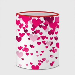 Кружка 3D Сердца розовые падают, цвет: 3D-красный кант — фото 2