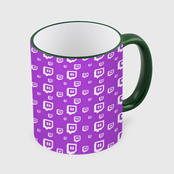 Кружка 3D Twitch: Violet Pattern, цвет: 3D-зеленый кант