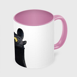 Кружка 3D Черная фурия, цвет: 3D-белый + розовый