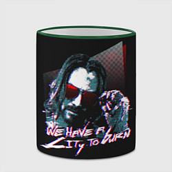 Кружка 3D Cyberpunk 2077: City to Burn, цвет: 3D-зеленый кант — фото 2