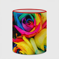 Кружка 3D Разноцветные розы, цвет: 3D-красный кант — фото 2