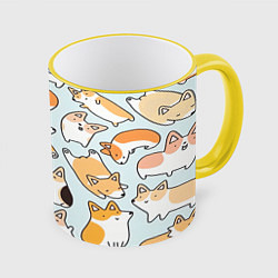 Кружка 3D Корги, цвет: 3D-желтый кант