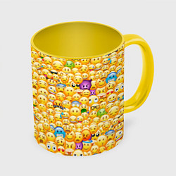 Кружка 3D Смайлики Emoji, цвет: 3D-белый + желтый