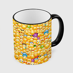 Кружка 3D Смайлики Emoji, цвет: 3D-черный кант