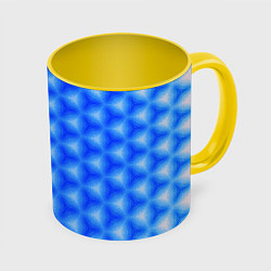 Кружка 3D Синие соты, цвет: 3D-белый + желтый