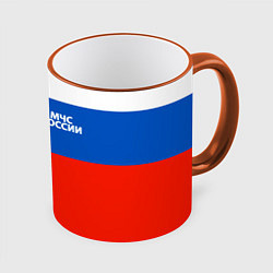 Кружка 3D Флаг МЧС России, цвет: 3D-оранжевый кант