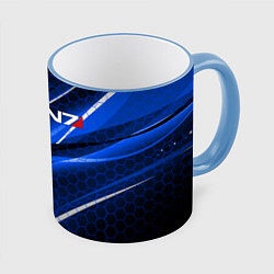 Кружка 3D MASS EFFECT N7, цвет: 3D-небесно-голубой кант