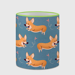 Кружка 3D Корги с бабочкой, цвет: 3D-светло-зеленый кант — фото 2