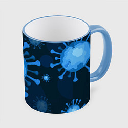 Кружка 3D Сorona virus infection, цвет: 3D-небесно-голубой кант