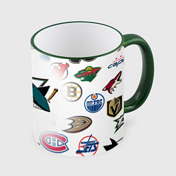 Кружка 3D San Jose Sharks NHL teams pattern, цвет: 3D-зеленый кант