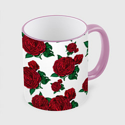 Кружка 3D Винтажные розы, цвет: 3D-розовый кант