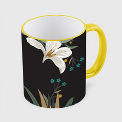 Кружка 3D Цветочный арт, цвет: 3D-желтый кант
