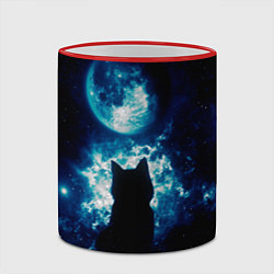 Кружка 3D Кот силуэт луна ночь звезды, цвет: 3D-красный кант — фото 2
